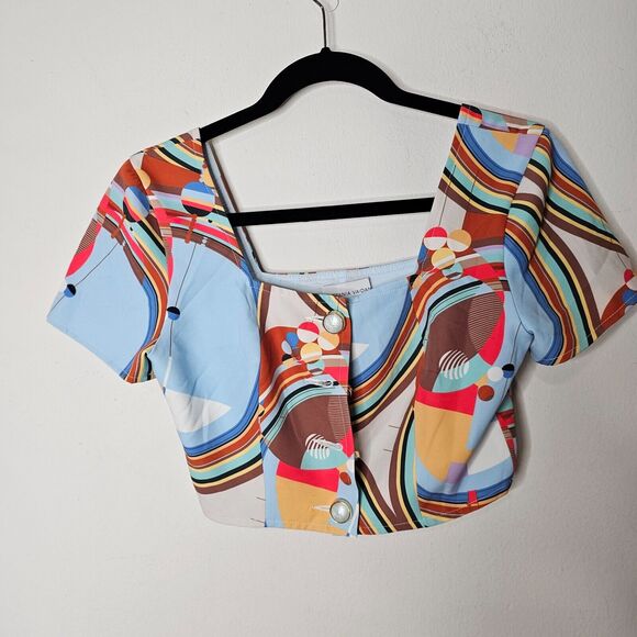 NWT Stefania Vaidani 60s Front Button Crop Top and Matching Button Mini Skirt SM - Picture 5 of 16